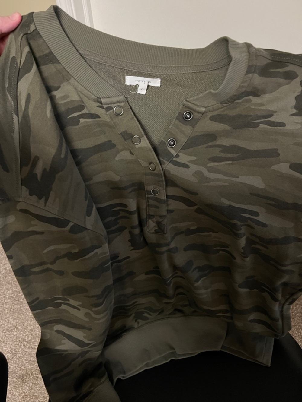 Maurices Olive Green Camo Crewneck Sweatshirt